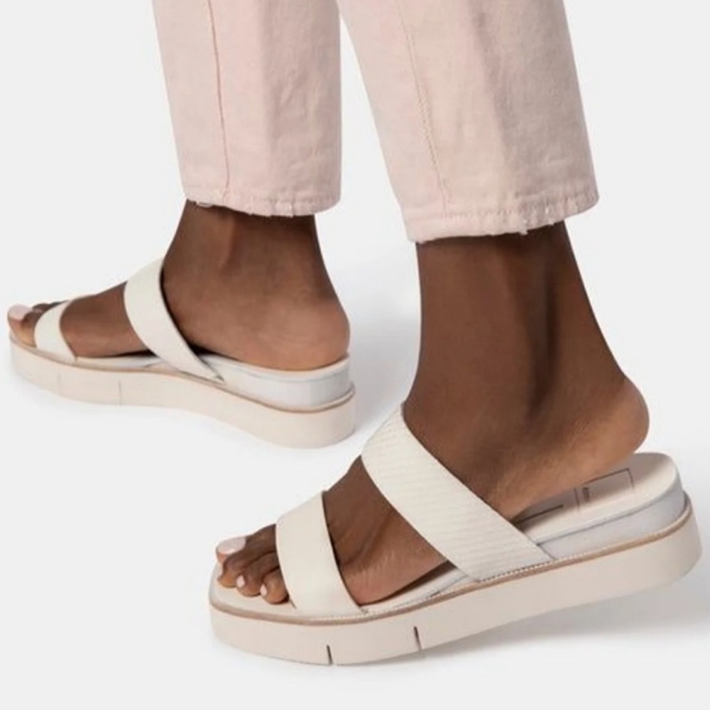 DOLCE VITA white snakeskin double-strap Parni slide sandals 10